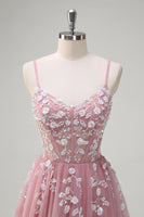 Laden Sie das Bild in den Galerie-Viewer, Königsblaues A-Linie Pailletten Ballkleid mit Spaghettiträgern und Schlitz