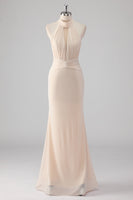 Laden Sie das Bild in den Galerie-Viewer, Neckholder Cream Meerjungfrau Cut Out Langes Ballkleid