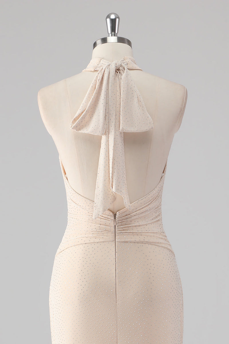 Laden Sie das Bild in den Galerie-Viewer, Neckholder Cream Meerjungfrau Cut Out Langes Ballkleid