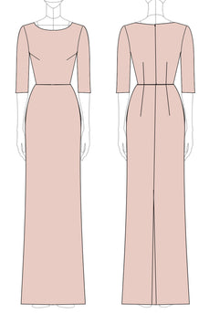 Champagner Meerjungfrau Halbe Ärmel Langes Kleid für die Brautmutter