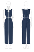 Laden Sie das Bild in den Galerie-Viewer, Jumpsuit Marineblaue Applikationen Chiffon Lange Ärmel Quadratischer Ausschnitt Mutter der Braut Sets