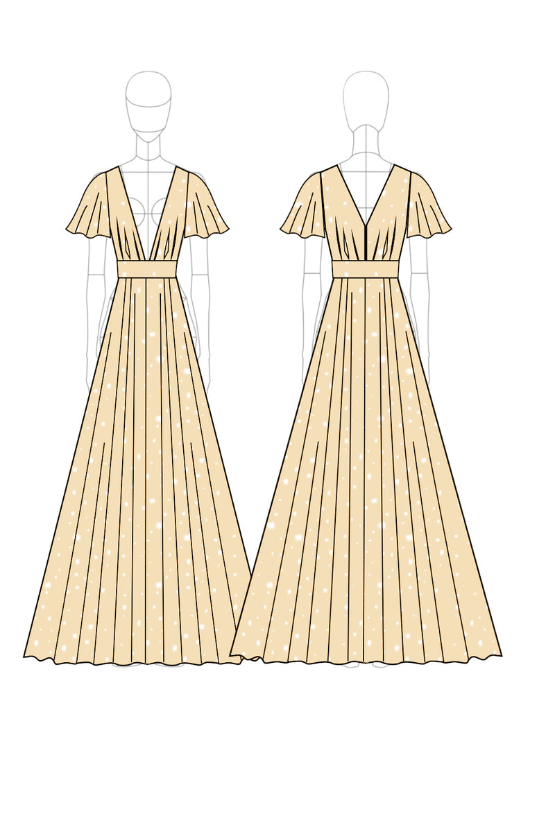 Laden Sie das Bild in den Galerie-Viewer, Aprikose A-Linie Tüll Langes Ballkleid mit V-Ausschnitt