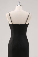 Laden Sie das Bild in den Galerie-Viewer, Schlichtes Schwarzes Spaghettiträger Etui Abendkleid