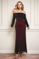 Laden Sie das Bild in den Galerie-Viewer, Schwarzes Rotes Schulterfreies Etui Ballkleid