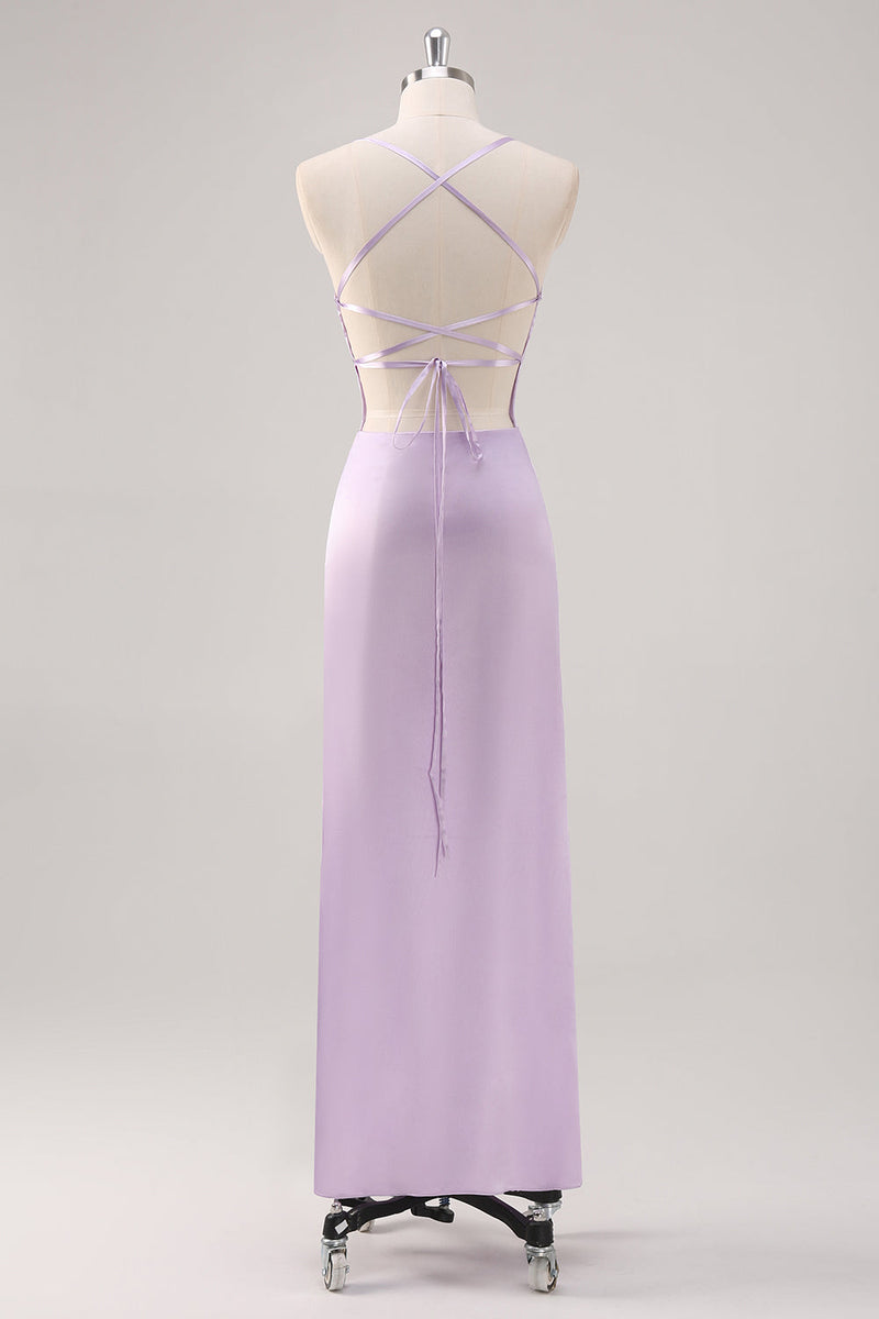 Laden Sie das Bild in den Galerie-Viewer, Schlichtes Flieder Etui Ballkleid mit Schnürung