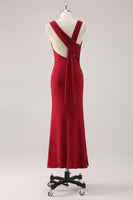 Laden Sie das Bild in den Galerie-Viewer, Burgundy Meerjungfrauen Satin Abendkleid