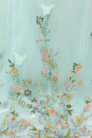 Laden Sie das Bild in den Galerie-Viewer, Prinzessin Mint Ballkleid Spaghettiträger Tüll Quinceanera Kleid mit Blumenapplikationen