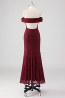 Laden Sie das Bild in den Galerie-Viewer, Burgundy Meerjungfrauen Abendkleid aus Spitze