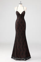 Laden Sie das Bild in den Galerie-Viewer, Schwarzes Spaghettiträger Festliches Kleid