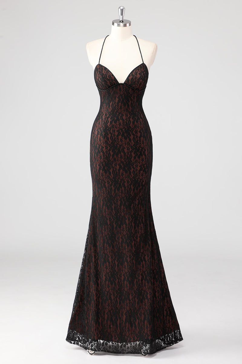 Laden Sie das Bild in den Galerie-Viewer, Schwarzes Spaghettiträger Festliches Kleid