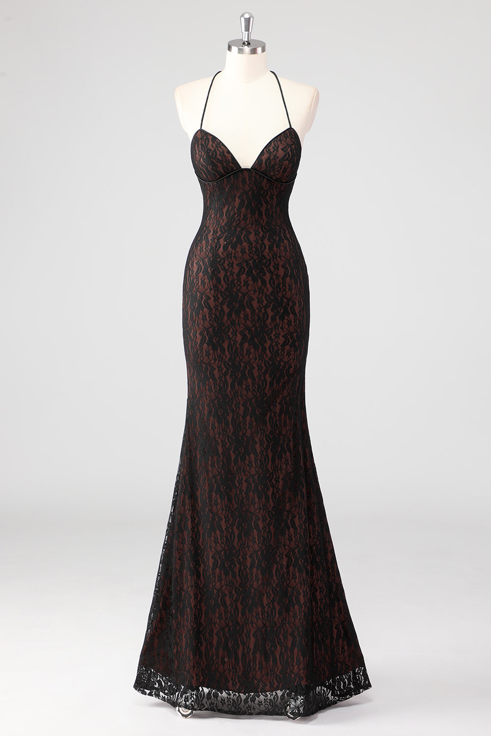 Schwarzes Spaghettiträger Festliches Kleid