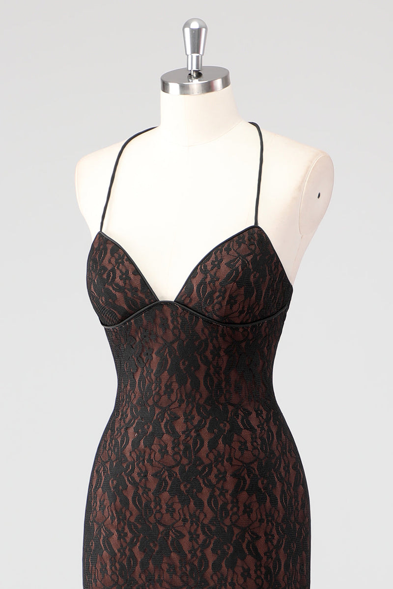 Laden Sie das Bild in den Galerie-Viewer, Schwarzes Spaghettiträger Festliches Kleid