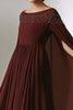 Laden Sie das Bild in den Galerie-Viewer, Burgundy A-Linie Chiffon kleid für die Brautmutter mit Rundhalsausschnitt und Wickel