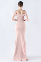 Laden Sie das Bild in den Galerie-Viewer, Burgundy Meerjungfrauen schulterfreies langes Ballkleid mit Schlitz