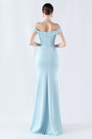 Laden Sie das Bild in den Galerie-Viewer, Burgundy Meerjungfrauen schulterfreies langes Ballkleid mit Schlitz