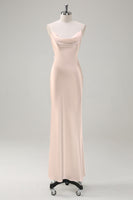 Laden Sie das Bild in den Galerie-Viewer, Weißes Rückenfreies Ballkleid aus Satin mit Wasserfallausschnitt