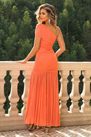 Laden Sie das Bild in den Galerie-Viewer, Sunset Mermaid Langes Partykleid mit einer Schulter und Rüschen