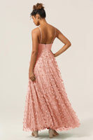 Laden Sie das Bild in den Galerie-Viewer, A-Linie Spaghettiträger ärmelloses grünes Brautjungfernkleid