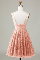 Laden Sie das Bild in den Galerie-Viewer, A-Linie Spaghettiträger Kurzes Brautjungfernkleid mit Applikationen