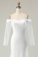 Laden Sie das Bild in den Galerie-Viewer, Elfenbein Schulterfreies Meerjungfrauen Brautkleid aus mattem Satin