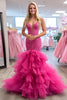 Laden Sie das Bild in den Galerie-Viewer, Fuchsia Mermaid Ballkleid aus Tüll mit V-Ausschnitt