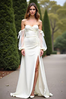 Laden Sie das Bild in den Galerie-Viewer, Etui Weißes Schulterfreies Langes Ballkleid