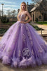 Laden Sie das Bild in den Galerie-Viewer, Pflaumen Herzausschnitt Ball Goown Quinceanera Kleid aus Tüll mit Applikationen