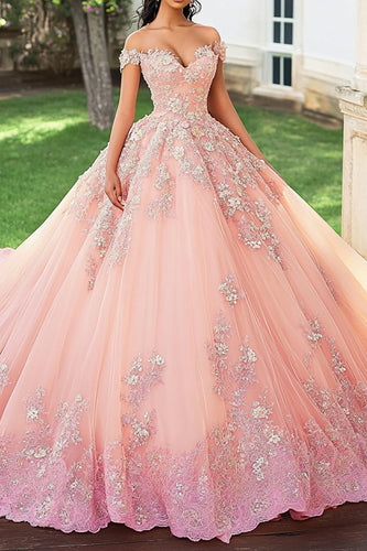 Schulterfreies Quinceanera Kleid mit Applikationen