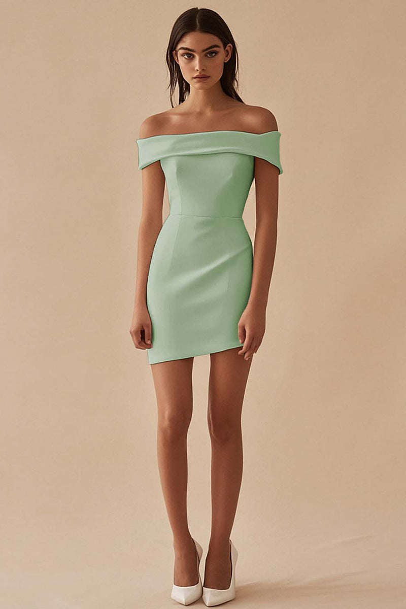 Laden Sie das Bild in den Galerie-Viewer, Weißes Schulterfreies Standesamtkleid aus Satin