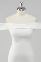 Laden Sie das Bild in den Galerie-Viewer, Weißes Schulterfreies Satin Standesamtkleid