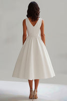 Laden Sie das Bild in den Galerie-Viewer, Mattes Satin A-Linie Ärmelloses Langes Standesamtkleid