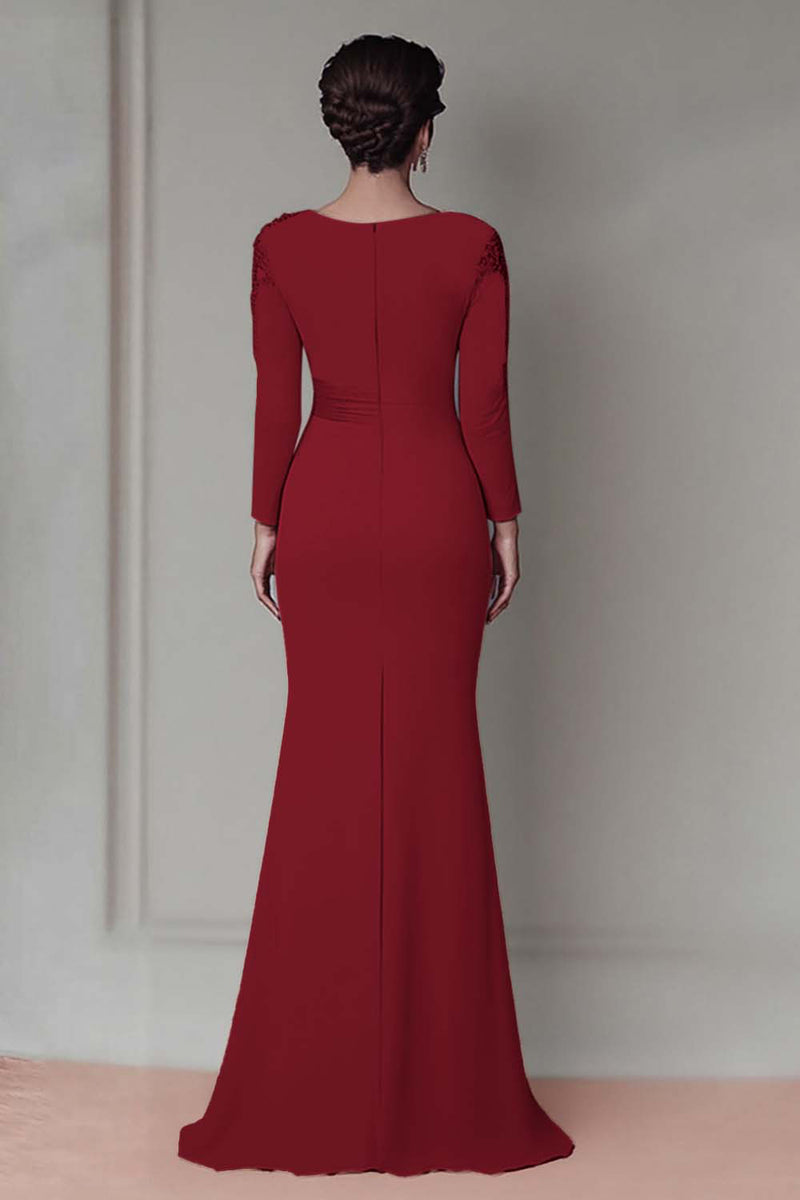 Laden Sie das Bild in den Galerie-Viewer, Blush Spitze Etuikleid für die Brautmutter mit langen Ärmeln