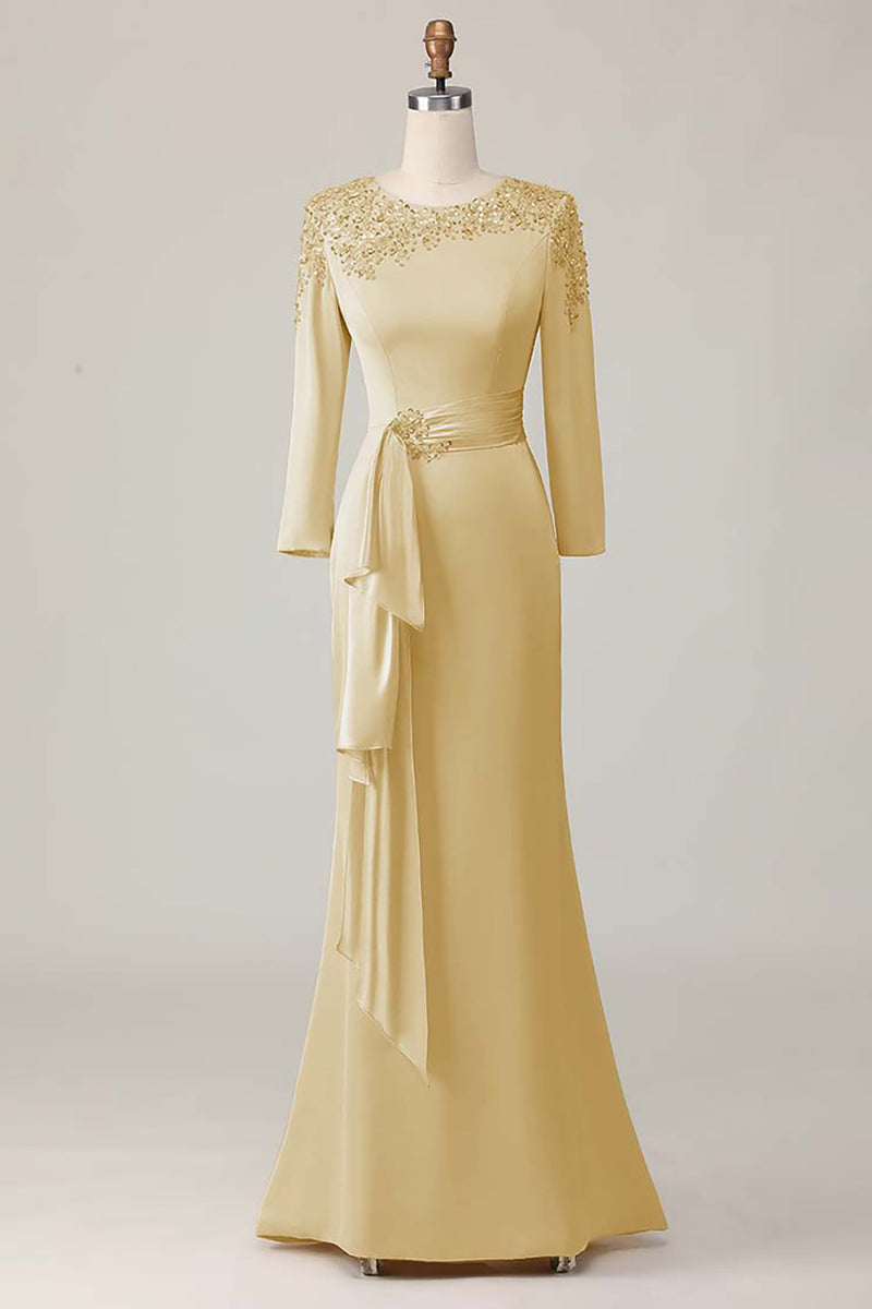 Laden Sie das Bild in den Galerie-Viewer, Blush Spitze Etui Brautmutterkleid mit langen Ärmeln