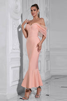 Laden Sie das Bild in den Galerie-Viewer, Rouge Meerjungfrau Korsett Schulterfreies Teelanges Ballkleid