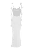 Laden Sie das Bild in den Galerie-Viewer, Weißes Meerjungfrau Spaghettiträger Rückenfreies Ballkleid