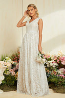 Laden Sie das Bild in den Galerie-Viewer, Elfenbein Aprikose Flügelärmel A Linie Spitze Langes Brautkleid