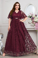 Laden Sie das Bild in den Galerie-Viewer, Marineblaues A-Linie V-Ausschnitt Kurzärmeliges Langes Chorkleid mit Spitze