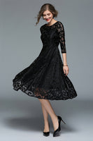 Laden Sie das Bild in den Galerie-Viewer, Pfau A-Linie Rundhalsausschnitt Halbe Ärmel Midi Kleid für die Brautmutter