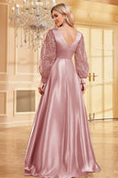 Laden Sie das Bild in den Galerie-Viewer, Marineblaues Pailletten Langarm Mutter der Braut Kleid mit langen Ärmeln