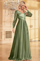 Laden Sie das Bild in den Galerie-Viewer, Marineblaues Pailletten Langarm Mutter der Braut Kleid mit langen Ärmeln