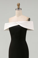 Laden Sie das Bild in den Galerie-Viewer, Schulterfreies Ballkleid aus mattem Satin in Schwarz