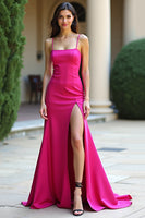 Laden Sie das Bild in den Galerie-Viewer, Fuchsia Spaghettiträger Etui Ballkleid