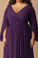 Laden Sie das Bild in den Galerie-Viewer, Dunkelviolettes Chiffon Plus Size Kleid für die Brautmutter
