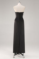 Laden Sie das Bild in den Galerie-Viewer, Schwarzes Trägerloses Hochzeitsgastkleid mit 3D-Blumen