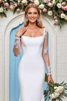 Laden Sie das Bild in den Galerie-Viewer, Meerjungfrau Spitze Stretch Satin Elfenbein Brautkleid