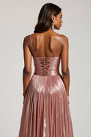 Laden Sie das Bild in den Galerie-Viewer, Glitter Dusty Rose A Linie Cut Out Spaghettiträger Ballkleid