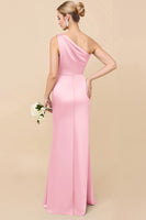 Laden Sie das Bild in den Galerie-Viewer, Ein Schulter Etui Eukalyptus Gerafftes Brautjungfernkleid