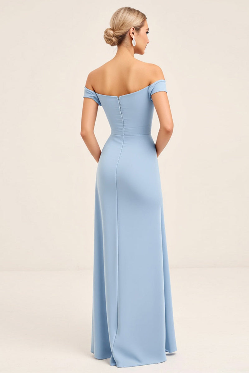 Laden Sie das Bild in den Galerie-Viewer, Rosa Gerafftes Schulterfreies Brautjungfernkleid