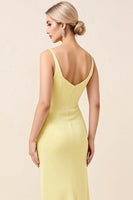 Laden Sie das Bild in den Galerie-Viewer, Himmelblaues Langes Brautjungfernkleid aus Satin mit Rüschen