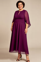 Laden Sie das Bild in den Galerie-Viewer, Chiffon A Linie Lila Tee Länge Übergröße Brautmutterkleid